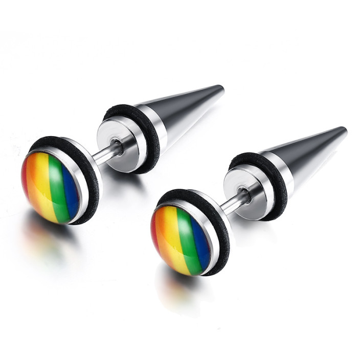 Wholesale Stainless Steel Rainbow Stud Earring