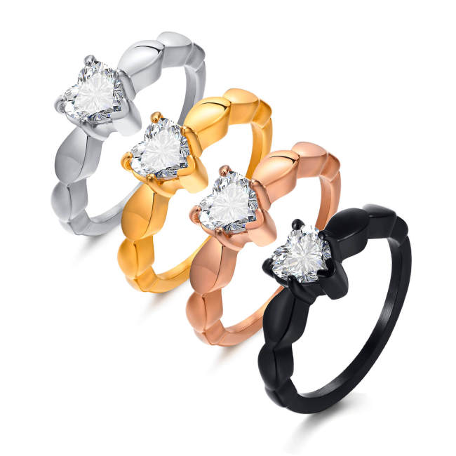 Wholesale Heart Shape Rings CZ Zircon Ring for Women