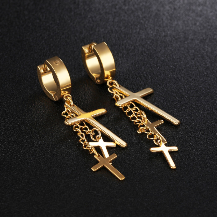 Wholesale Stainless Steel Dangle Cross Earrings