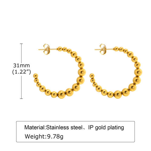 Wholesale Stainless Steel Beads Hoop Earring
