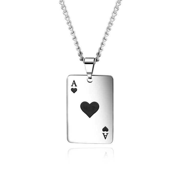 Wholesale Stainless Steel Big Playing Card Pendant