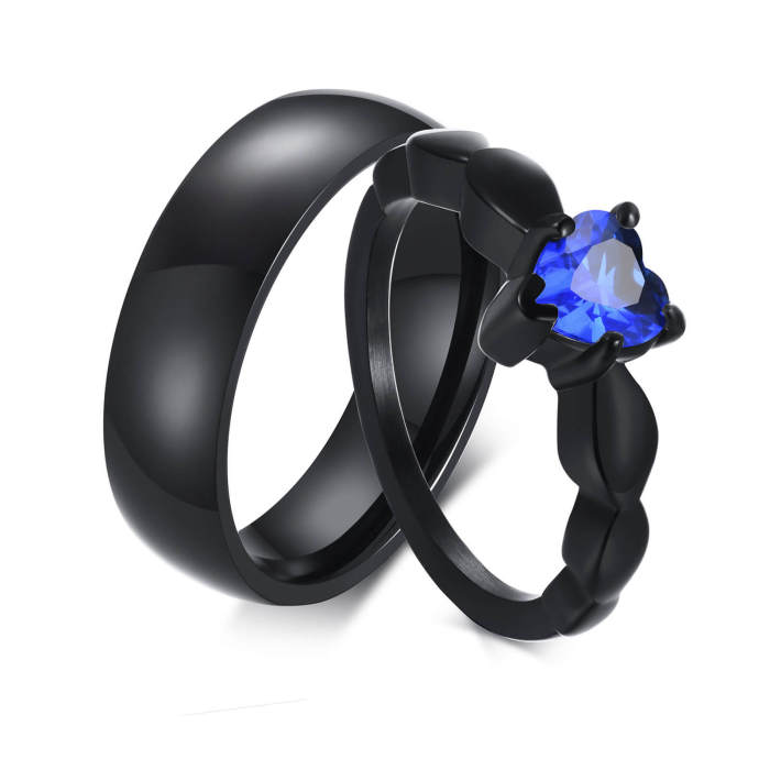 Wholesale Stainless Steel Black Couple Wedding Rings