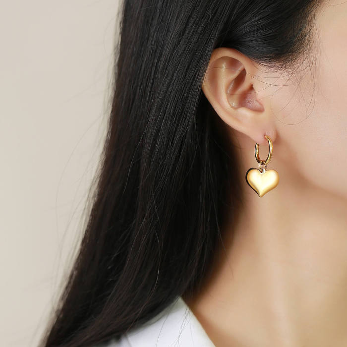 Wholesale Stainless Steel Heart Hoop Earrings