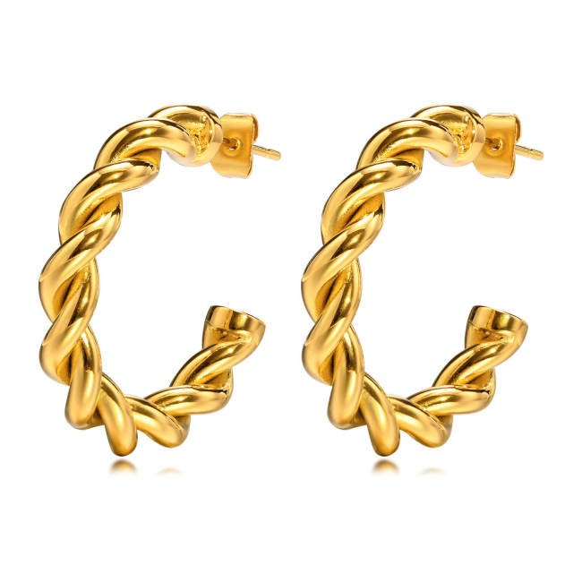 Copy Wholesale Stainless Steel Twist Earrings