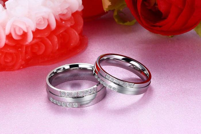 Stainless Steel CZ Wedding Rings Wholesale