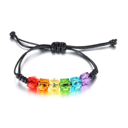 Wholesale 10mm Adjustable Rainbow Beads Bracelet