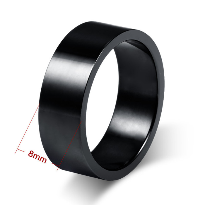 Stainless Steel Mens Black Name Wedding Ring Jewelry