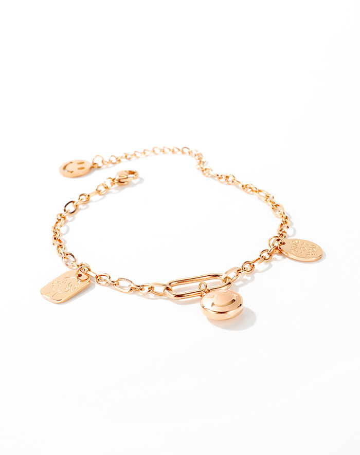 Wholesale Stainless Steel Happy Face Charm Bracelet