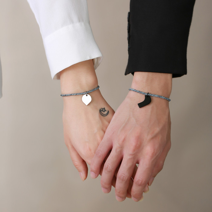 Wholesale Rope Bracelet with Stainless Steel Matching Heart
