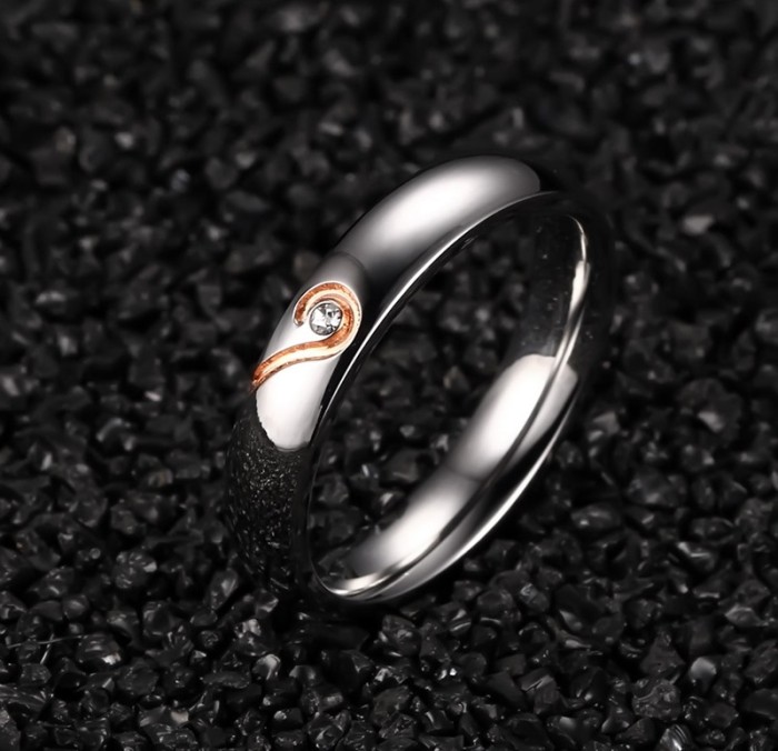 Stainless Steel Wedding Ring Engagement Ring Band Set