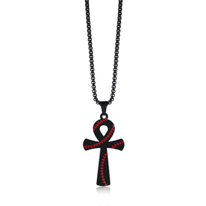 Wholesale Stainless Steel Baseball Pattern Anka Cross