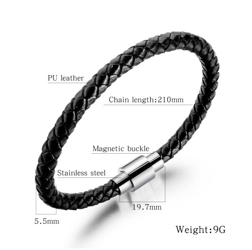 Wholesale Leather Cuff Bracelet with Magnetic Closure