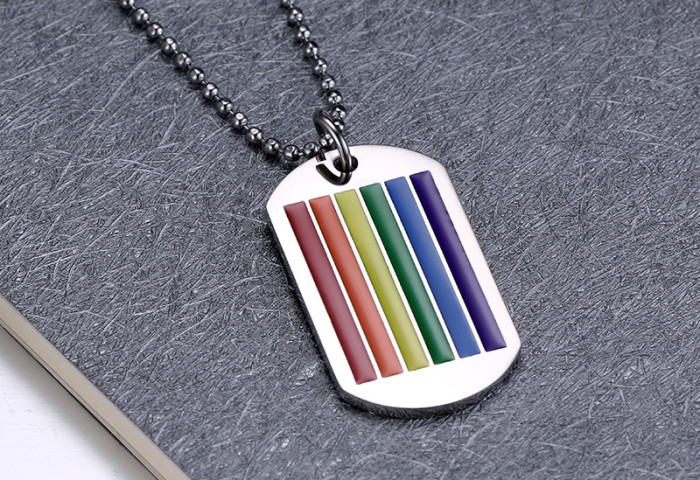 Stainless Steel Gay and Lesbian Flag Rainbow Pride Dog tag