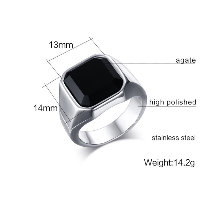 Wholesale Stainless Steel Mens Onxy Rings