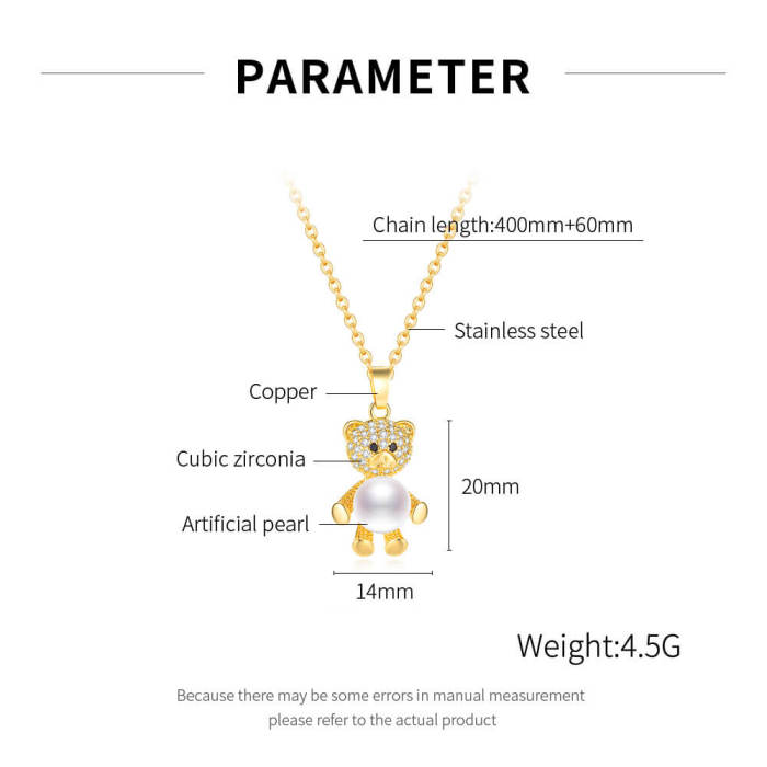 Wholesale Brass Women Bear Pendant Necklace