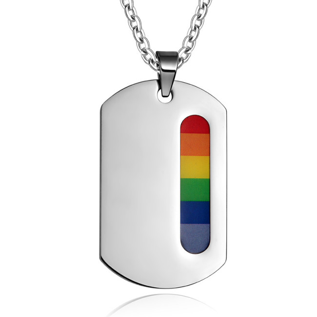 Stainless Steel LGBT Gay and Lesbian Pride Dog Tag Necklace