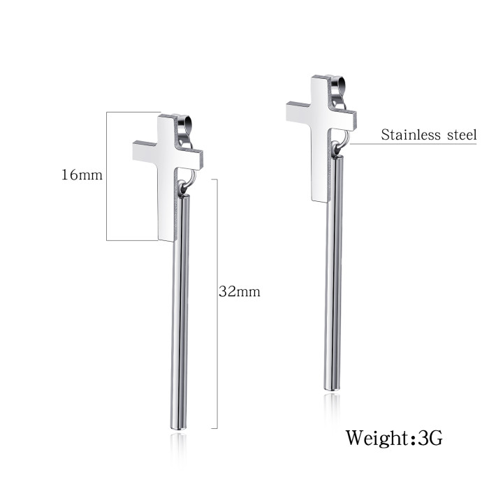 Wholesale Stainless Steel Cross Stud Earrings Jewelry