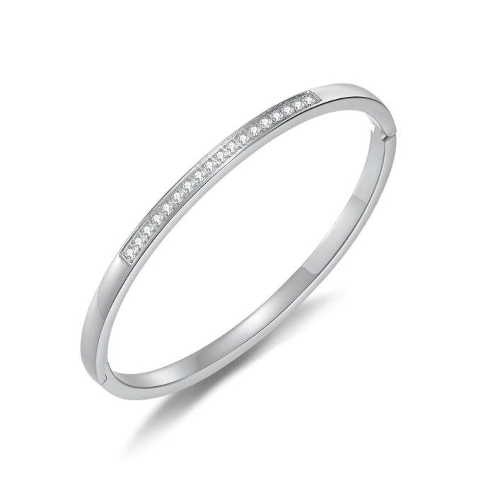 Wholesale Stainless Steel Women Bangle with CZ