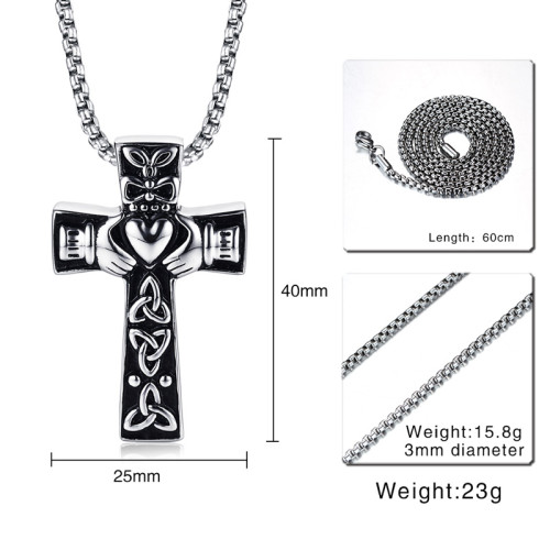 Wholesale Stainless Steel Claddagh Necklace