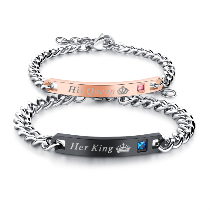 Wholesale Stainless Steel King and Queen Couple Bracelets for Sale