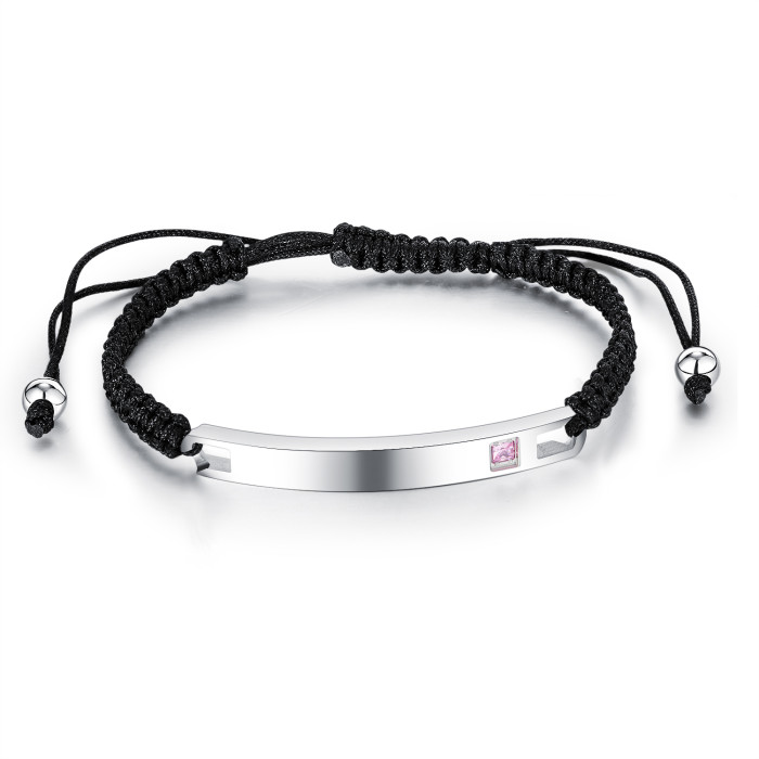 Wholesale Stainless Steel Custom Engraving Zircon Promise Couples Bracelet