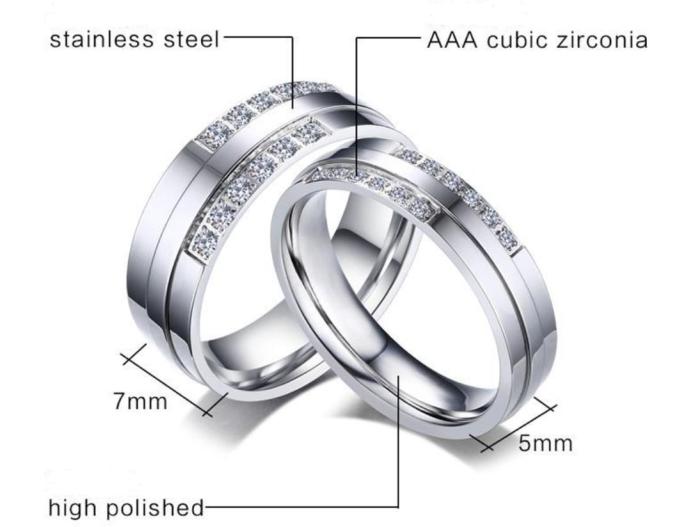 Stainless Steel CZ Wedding Rings Wholesale