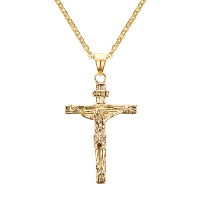 Mens Stainless Steel Crucifix Pendant