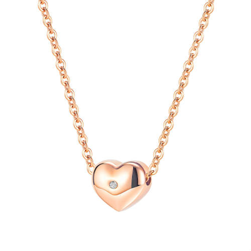 Wholesale Stainless Steel Heart Necklce with CZ
