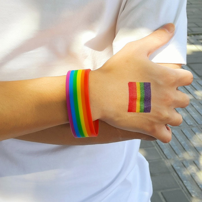 Wholesale Silicone Gay Pride Rainbow Wristbands Bracelet