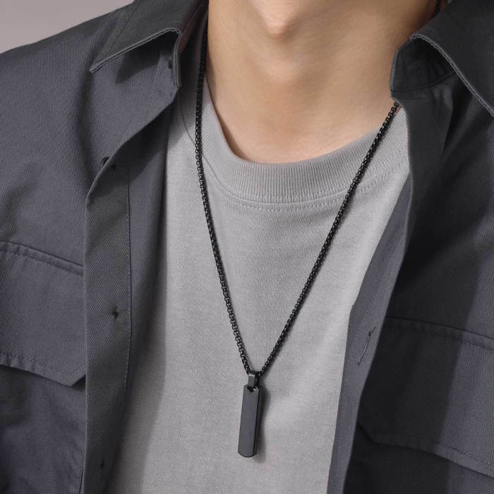 Wholesale Stainless Steel Mens Vertical Bar Necklace