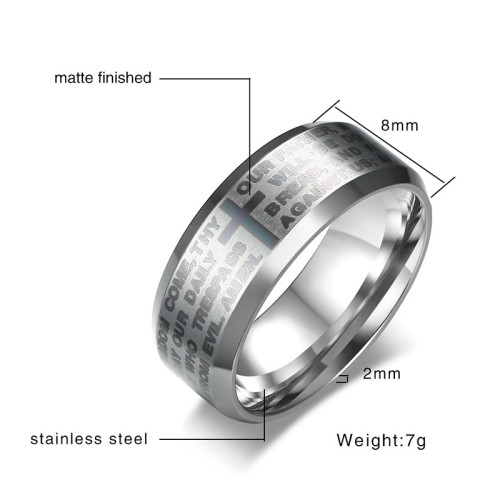 Wholesale Stainless Steel Mens Black Cross Rings