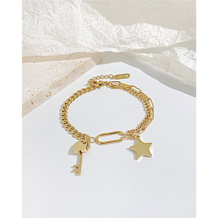 Wholesale Stainless Steel Bracelet with Key and Star