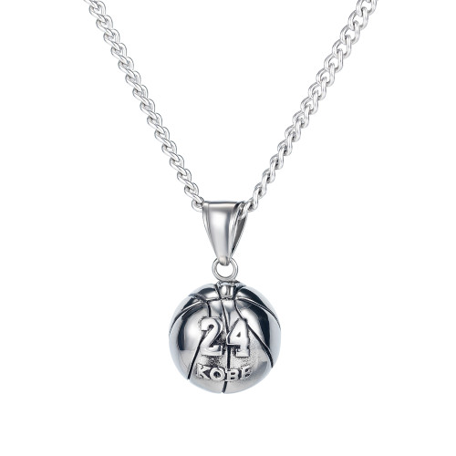 Wholesale Stainless Steel Kobe Bryant Memorial Basketball Pendant Necklace