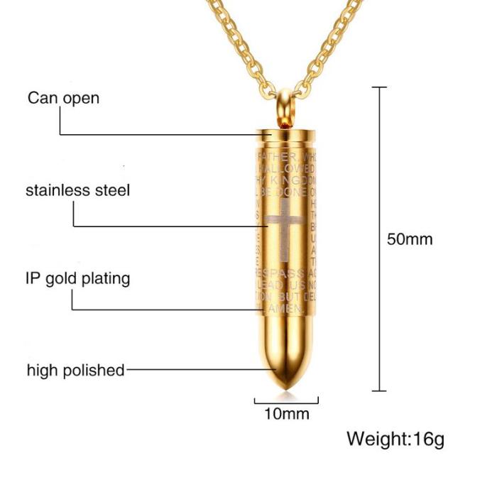 Wholesale Stainless Steel Mens Scriptures Bullet Pendant