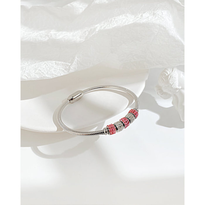 Wholesale Stainless Steel Bangle with CZ Beads