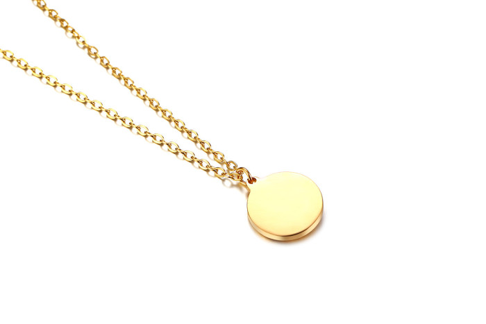 Wholesale Stainless Steel Women Eye Pattern Coin Pendant Necklace