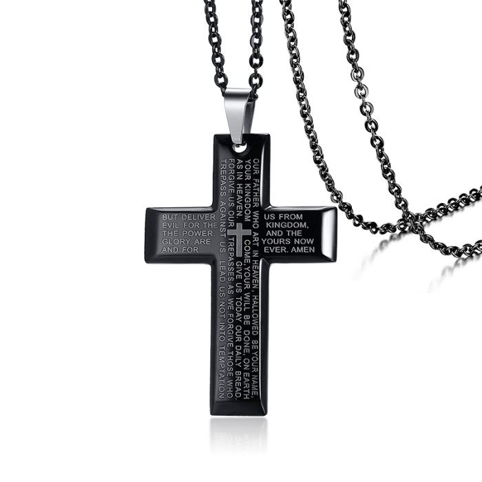 Wholesale Stainless Steel Cross Pendant With The Lord's Prayer