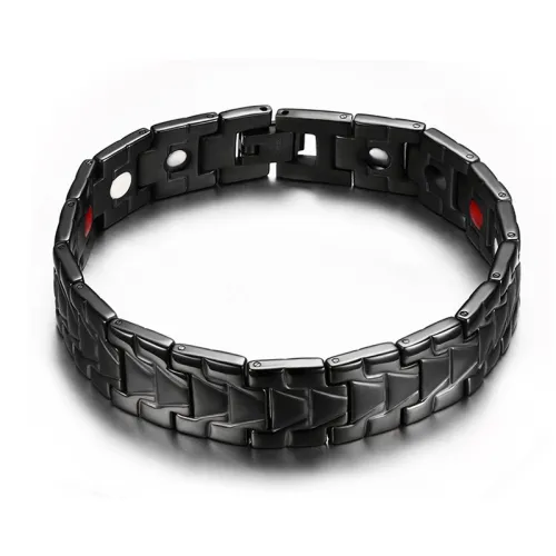 4 in 1 Black Stainless Steel Magnetic Therapy Bracelets