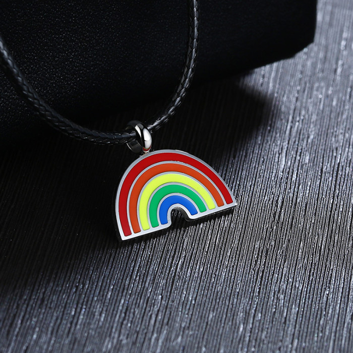 Wholesale Stainless Steel Necklace with Rrainbow Pendant