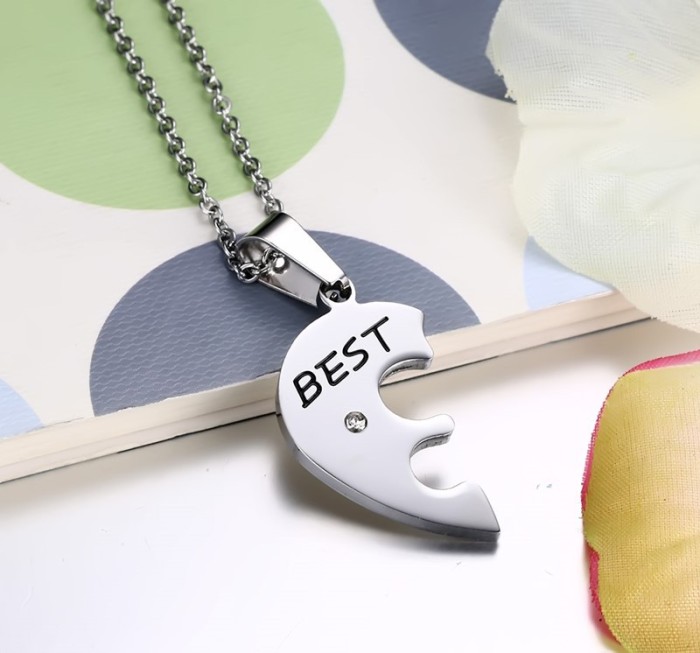 Wholesale Stainless Steel Best Friend Pendants with CZ