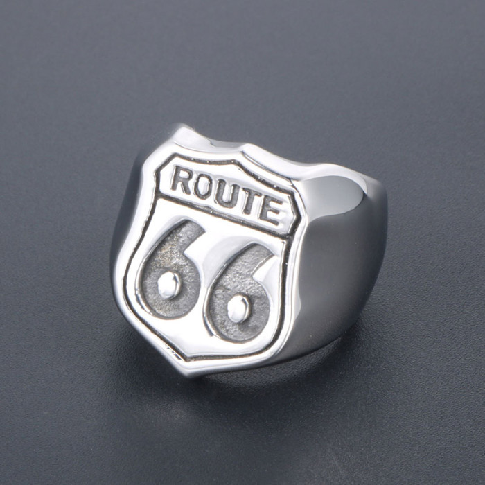 Wholesale Fashion Stainless Steel Usa Biker Road Route 66 Ring For Men Motor Biker Jewelry Rings