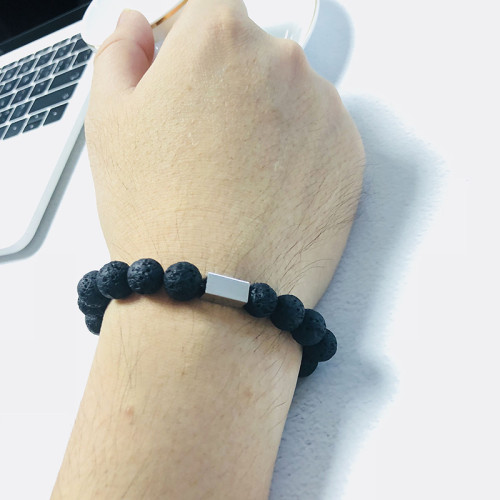 Lava Stone and Stainless Steel Bracelets Wholesale