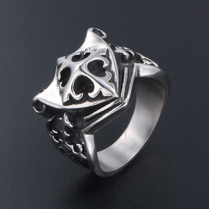 Wholesale Shield Cross Stainless Steel Men's Ring