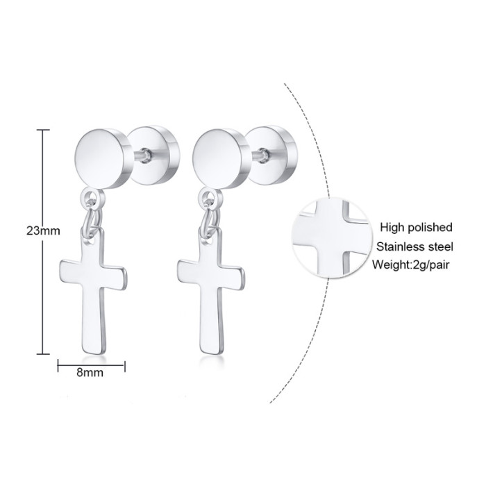 Wholesale Stainless Steel Male Eearring with Cross