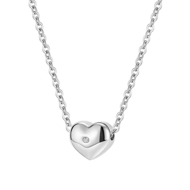 Wholesale Stainless Steel Heart Necklce with CZ