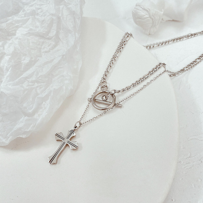 Wholesale Stainless Steel Women Double Necklace