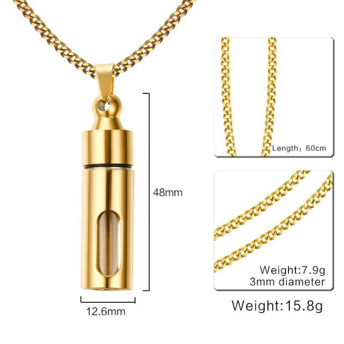 Wholesale Gold Stainless Steel Perfume Bottle Pendant Jewelry
