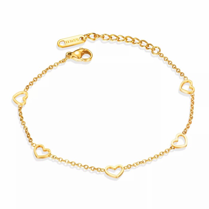 Heart Linked Stainless Steel Bracelet Wholesale