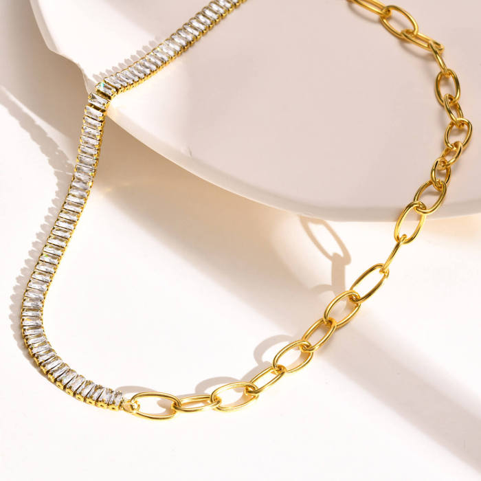 Wholesale Stainless Steel OT Clasp CZ Necklace