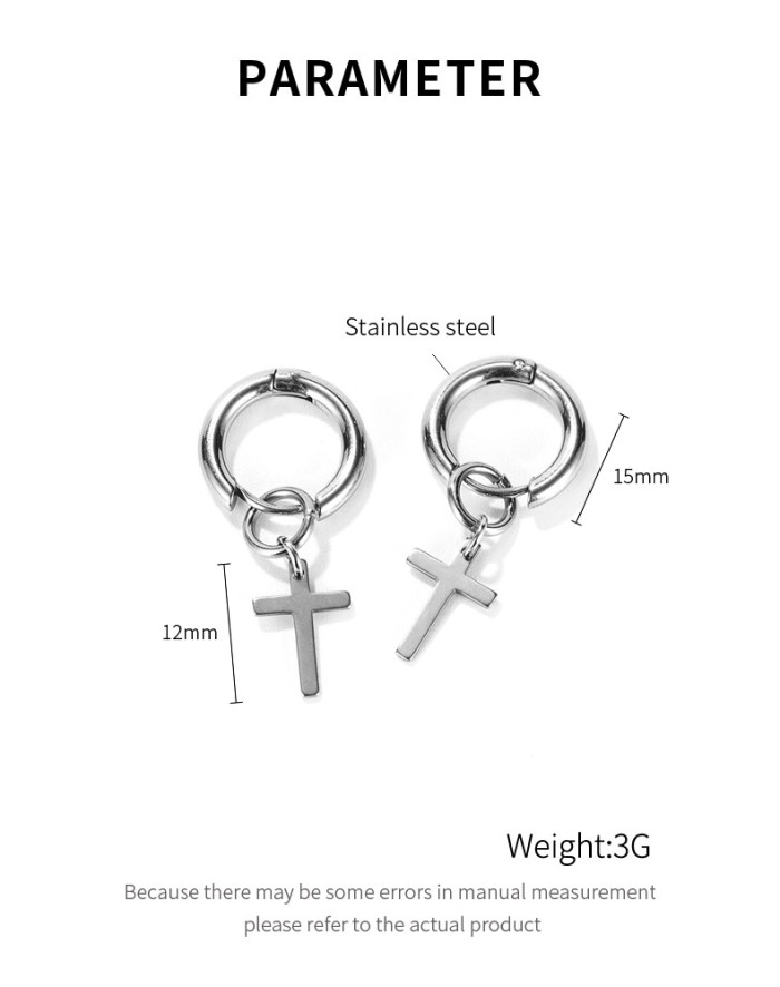Wholesale Stainless Steel Hoop Earring with Cross